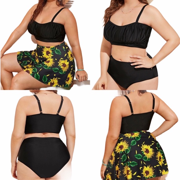 Other - 🆕 PLUS sunflower print bikini set of 3
